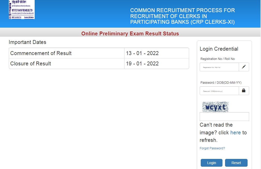 IBPS Clerk Prelims Result