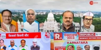 “Godi media strategy”: TV channels drop Modi’s photo as exit polls predict huge win for Congress in Karnataka; Congress spokesperson embarrasses Aaj Tak anchors on LIVE TV