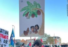 British activist Marieha Hussain chants ‘Free Palestine’ after being declared not guilty for calling Rishi Sunak, Suella Braverman coconuts
