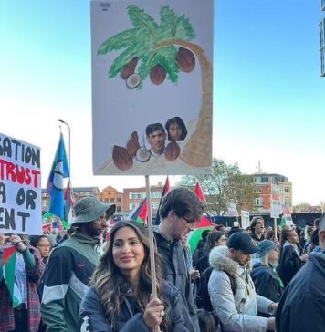 British activist Marieha Hussain chants ‘Free Palestine’ after being declared not guilty for calling Rishi Sunak, Suella Braverman coconuts